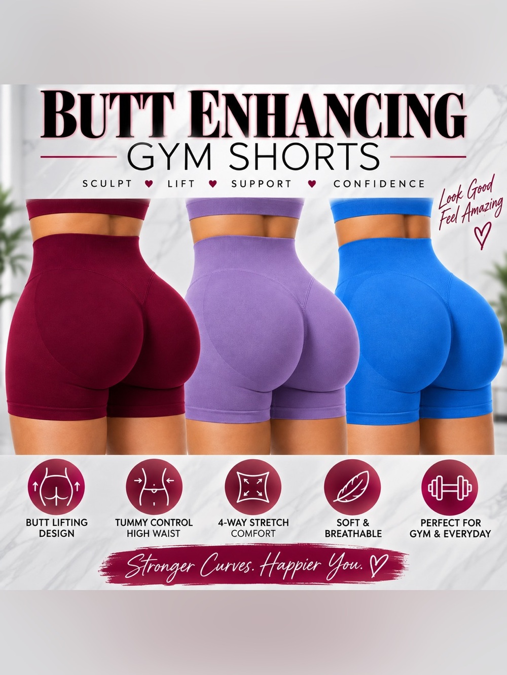 Butt Enhancing Gym Shorts Bundle- High Waist Sculpting Shorts